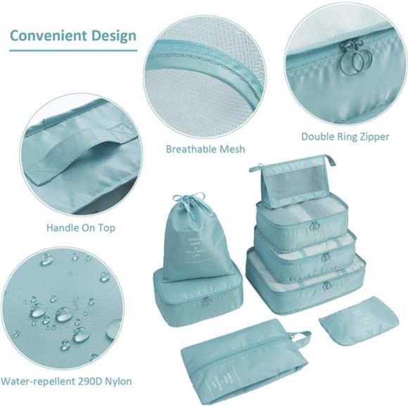 8 Set Packing Cubes Clothes Storage Bag Luggage Packing Organizers for Travel - Picture 4 of 7